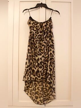 Mossaty Strapless Leopard Print Flowy Dress | Size S/P